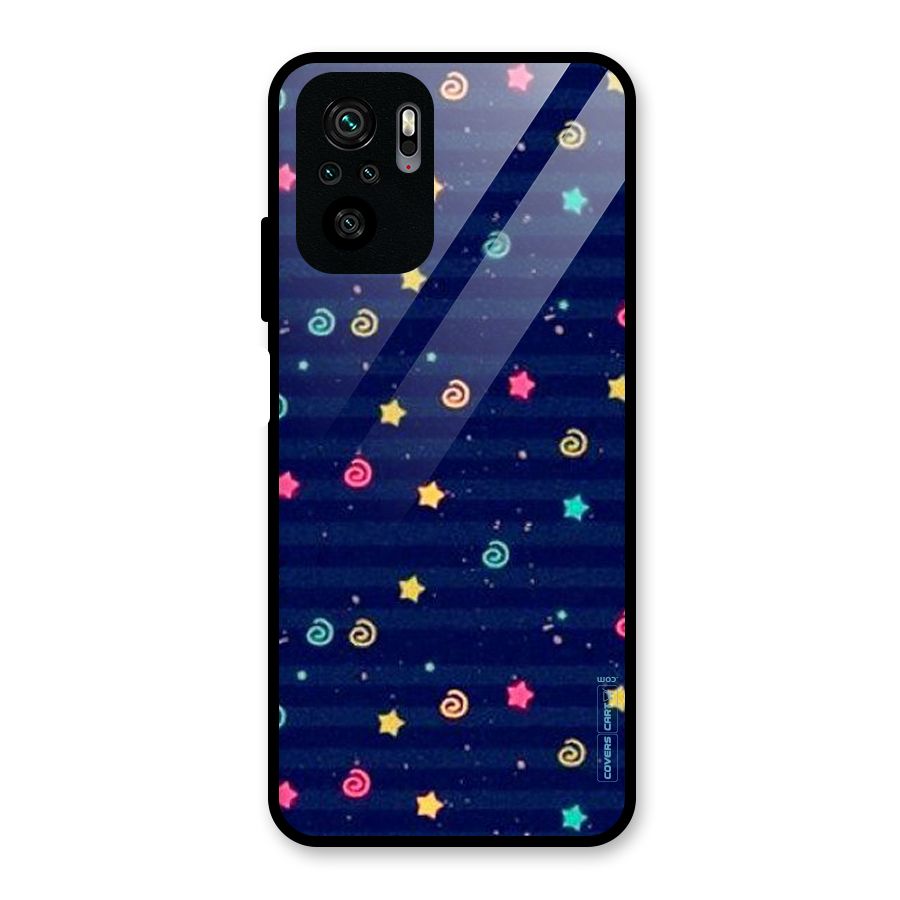 Cute Stars Design Glass Back Case for Redmi Note 10S