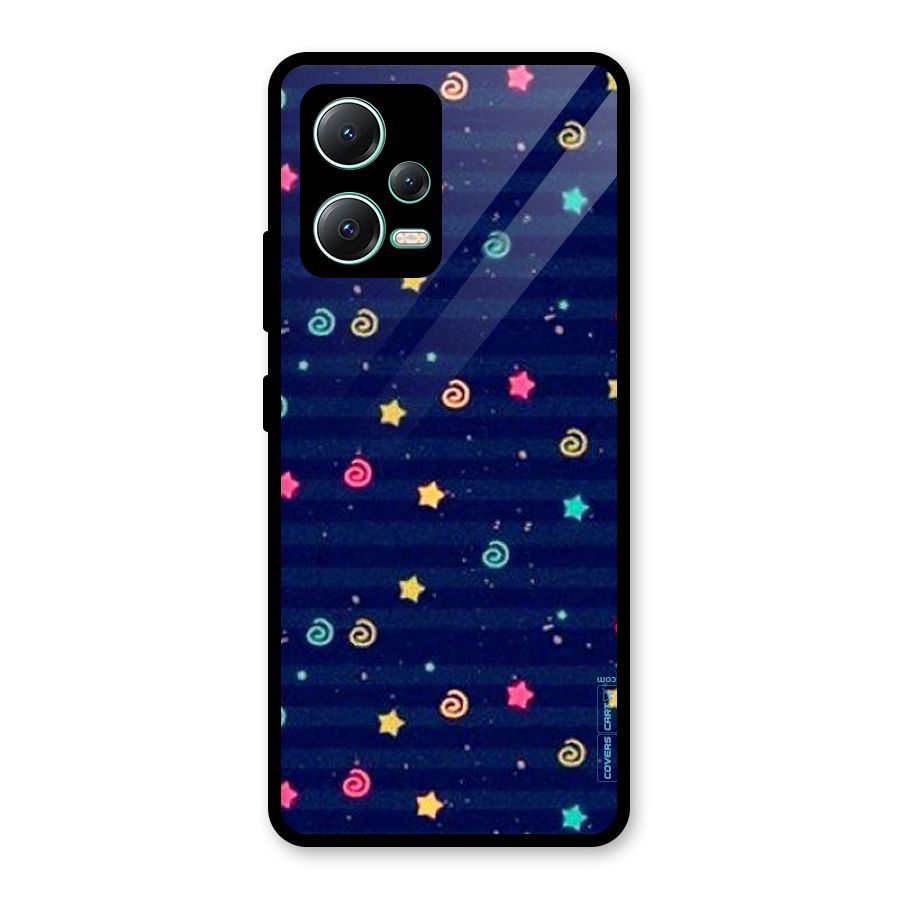 Cute Stars Design Glass Back Case for Redmi Note 12 5G