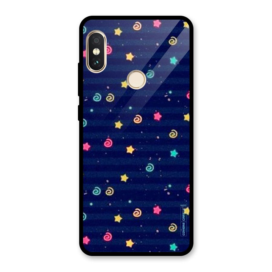 Cute Stars Design Glass Back Case for Redmi Note 5 Pro