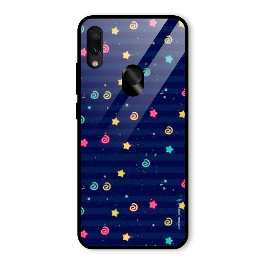 Cute Stars Design Glass Back Case for Redmi Note 7 Pro