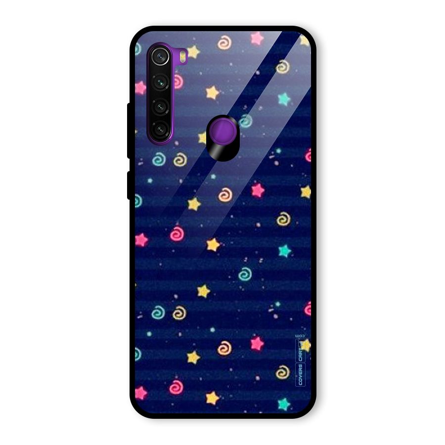 Cute Stars Design Glass Back Case for Redmi Note 8