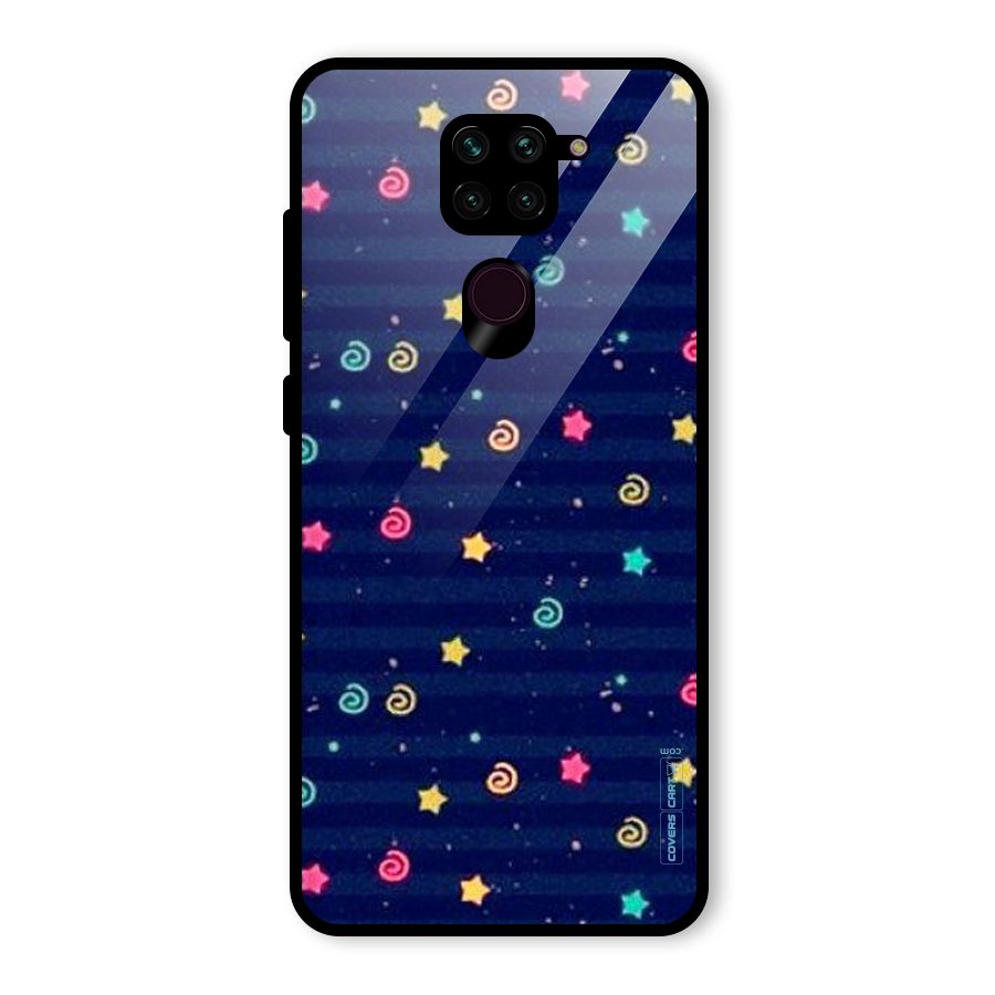 Cute Stars Design Glass Back Case for Redmi Note 9