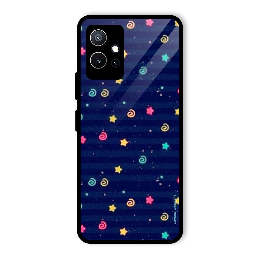 Cute Stars Design Glass Back Case for Vivo T1 5G