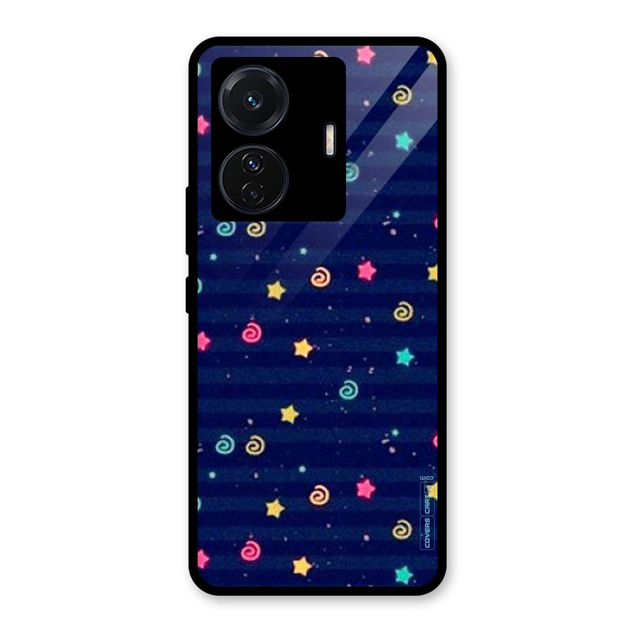 Cute Stars Design Glass Back Case for Vivo T1 Pro