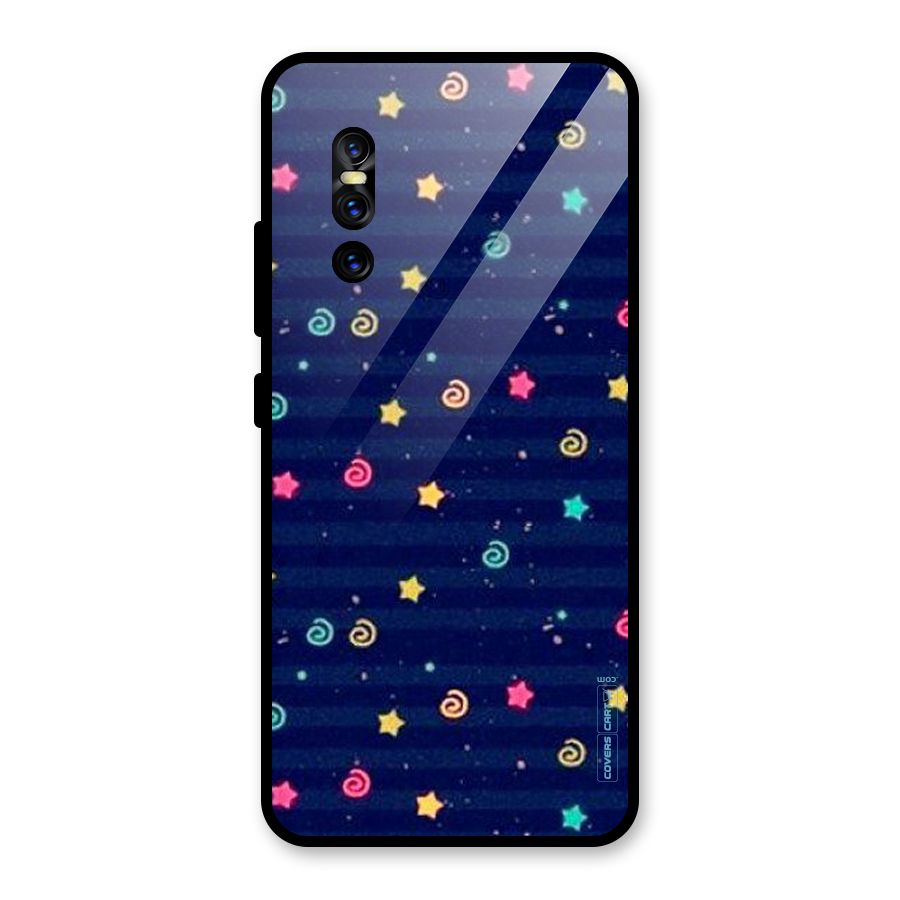 Cute Stars Design Glass Back Case for Vivo V15 Pro