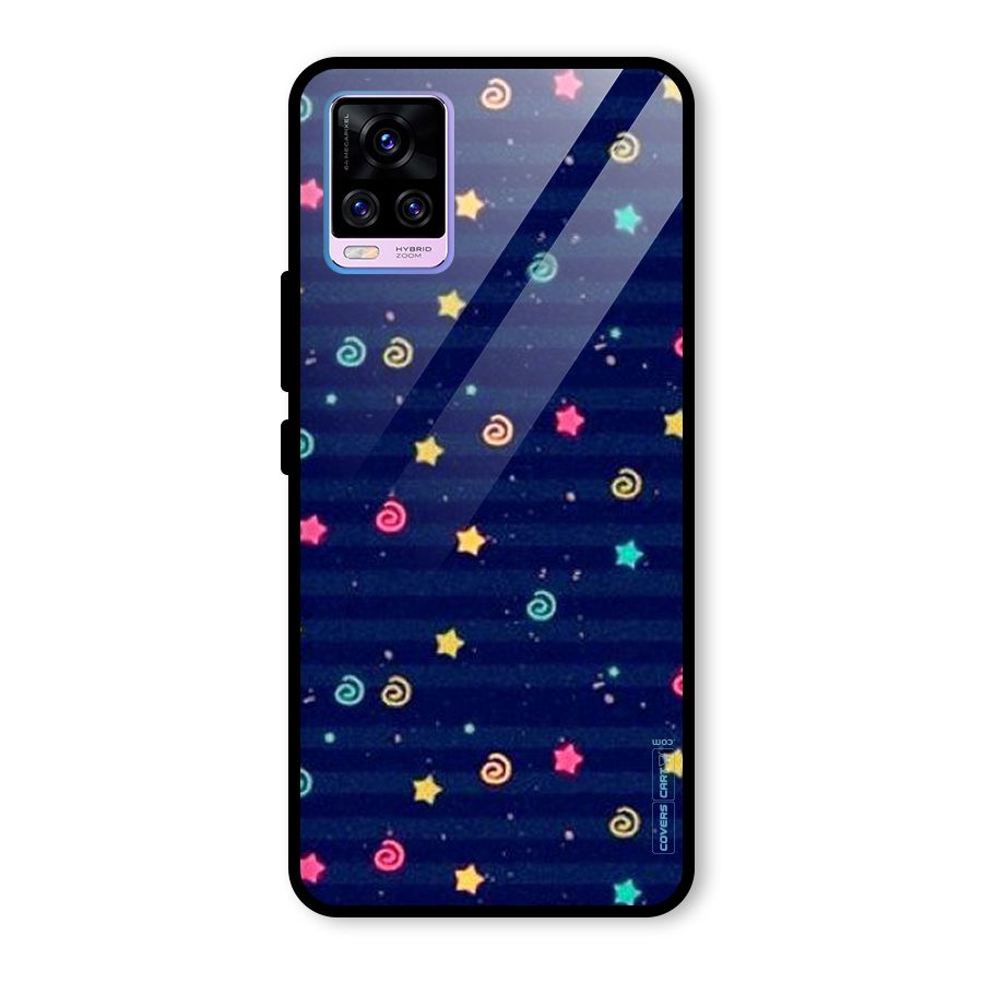 Cute Stars Design Glass Back Case for Vivo V20 Pro