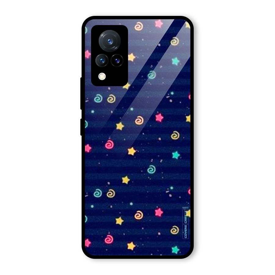 Cute Stars Design Glass Back Case for Vivo V21 5G