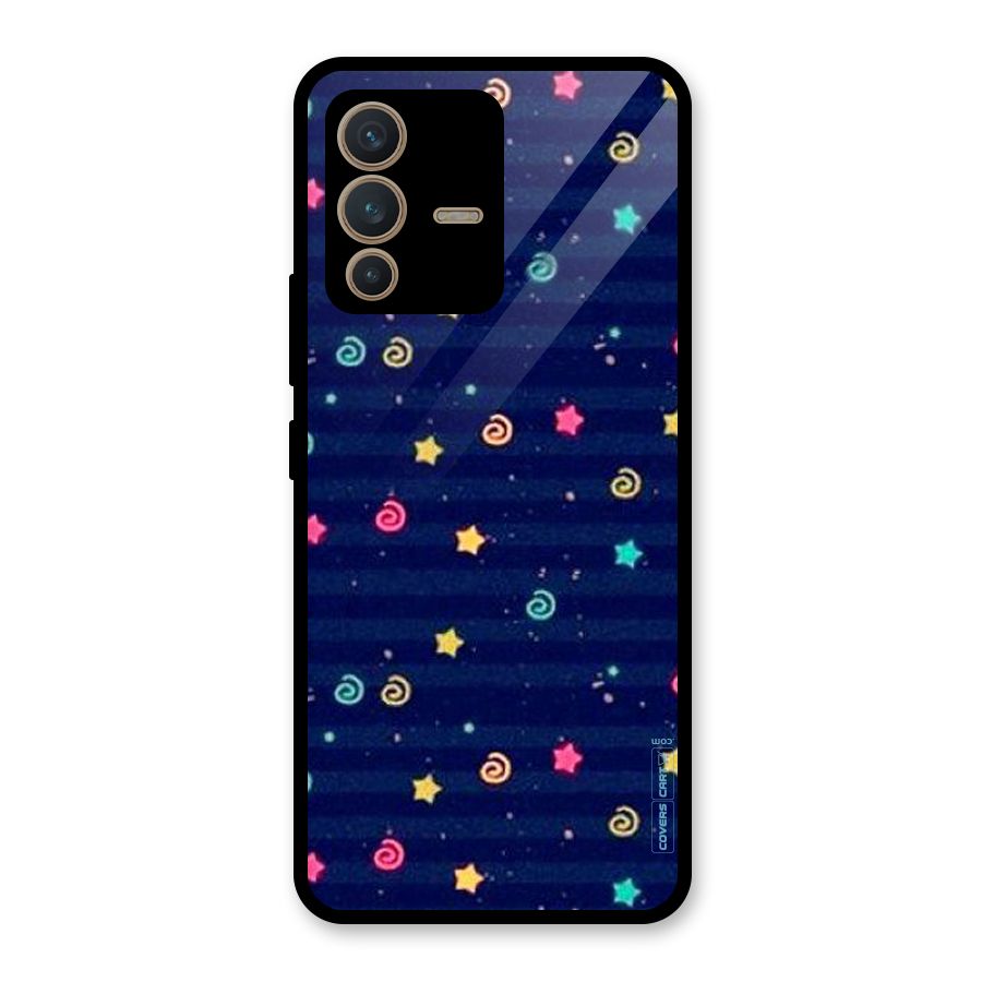 Cute Stars Design Glass Back Case for Vivo V23 5G