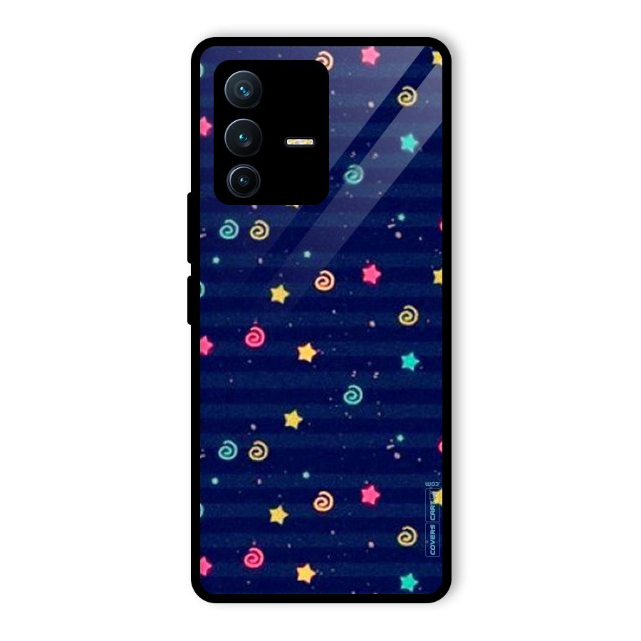 Cute Stars Design Glass Back Case for Vivo V23 Pro