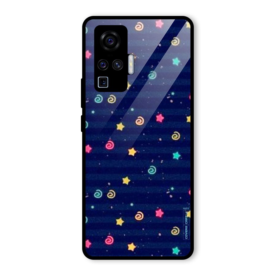 Cute Stars Design Glass Back Case for Vivo X50 Pro