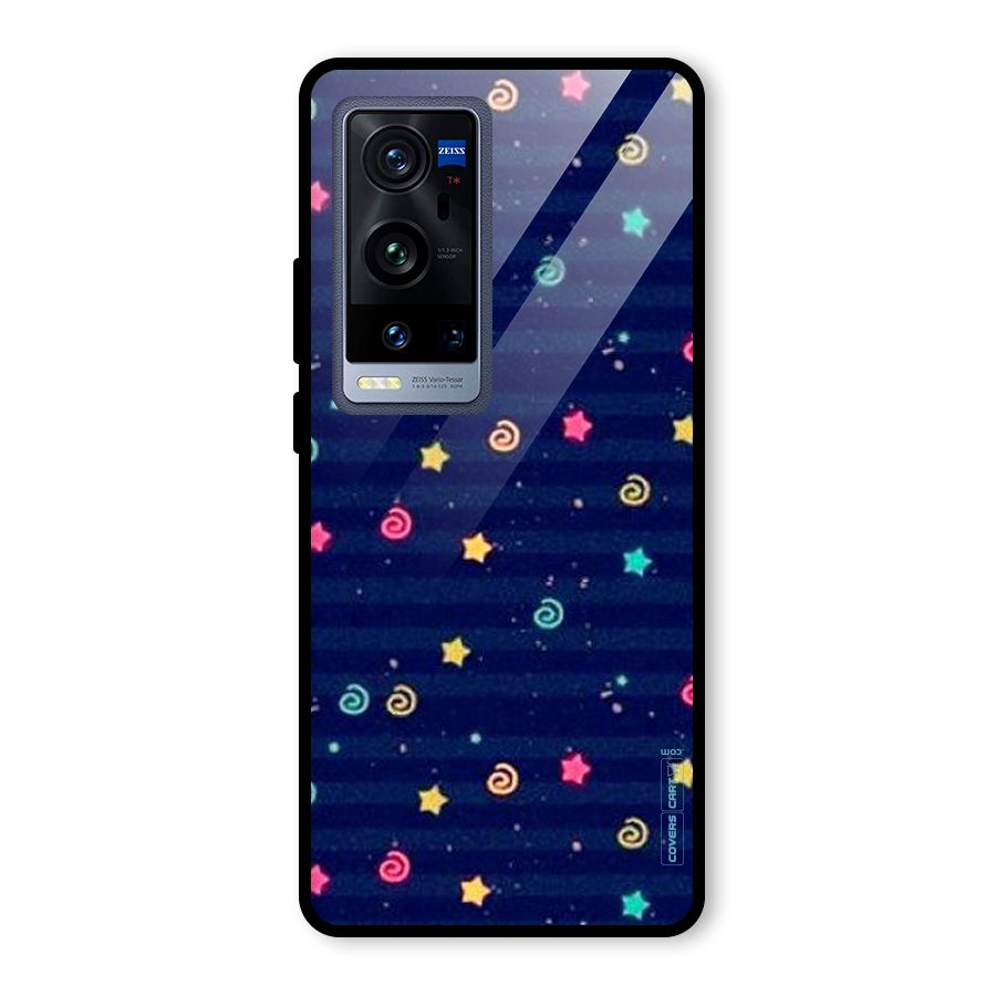 Cute Stars Design Glass Back Case for Vivo X60 Pro Plus