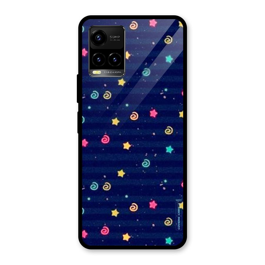 Cute Stars Design Glass Back Case for Vivo Y21A