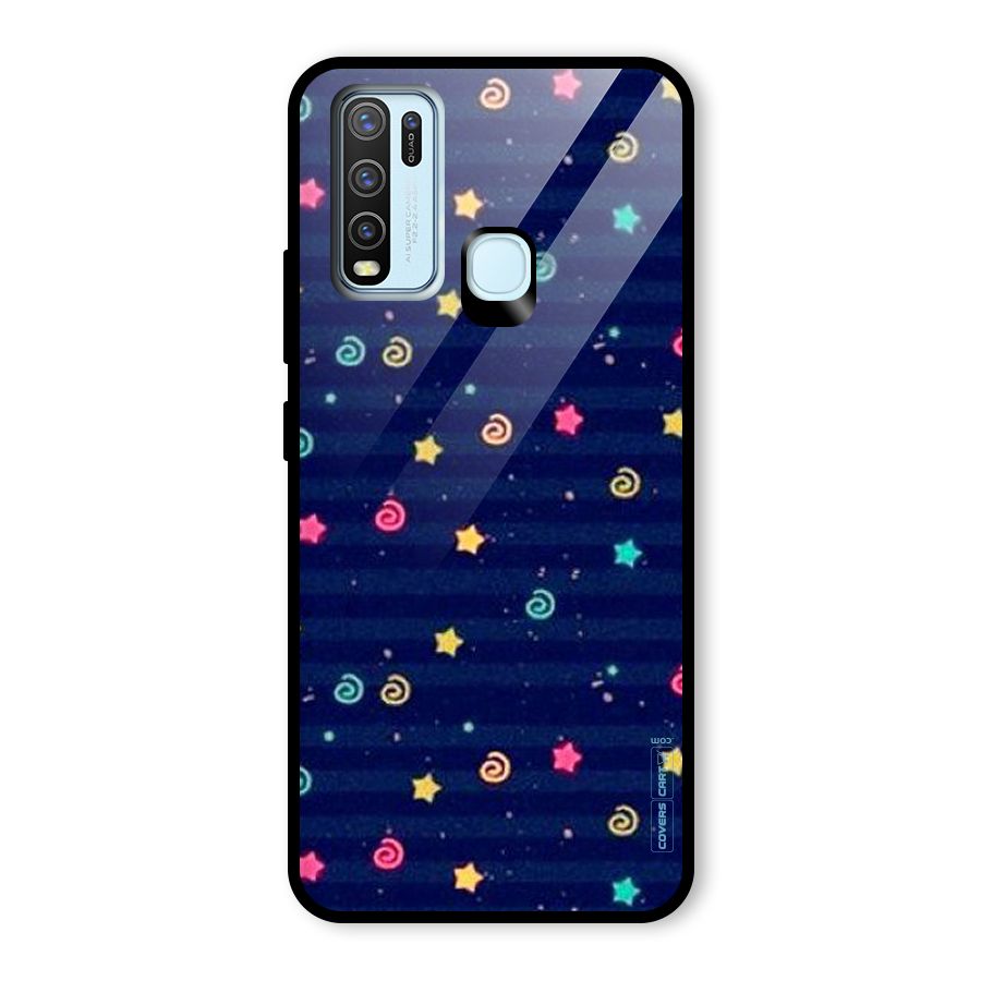 Cute Stars Design Glass Back Case for Vivo Y30