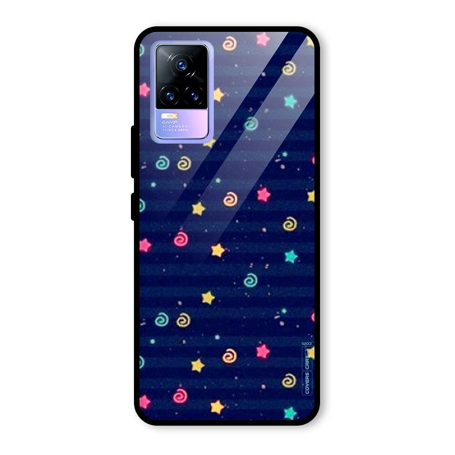 Cute Stars Design Glass Back Case for Vivo Y73