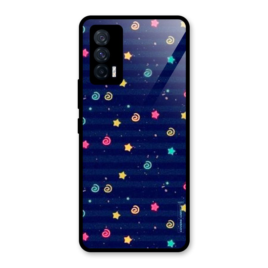 Cute Stars Design Glass Back Case for Vivo iQOO 7 5G