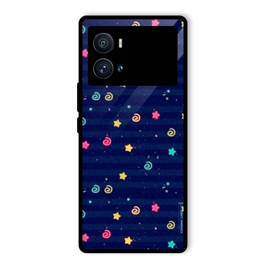 Cute Stars Design Glass Back Case for Vivo iQOO 9 Pro