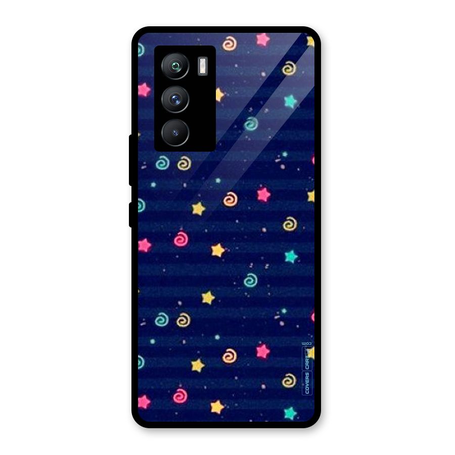 Cute Stars Design Glass Back Case for Vivo iQOO 9 SE