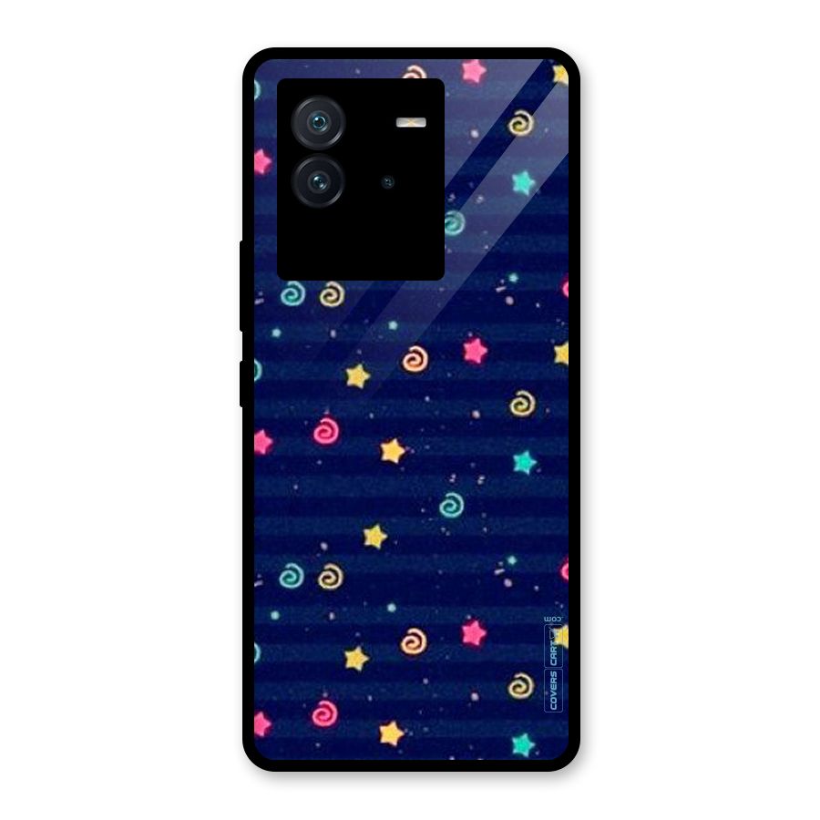 Cute Stars Design Glass Back Case for Vivo iQOO Neo 6 5G