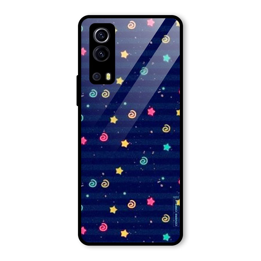 Cute Stars Design Glass Back Case for Vivo iQOO Z3