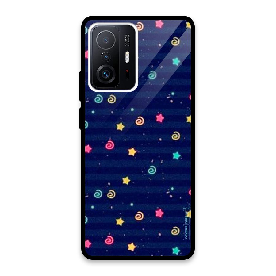 Cute Stars Design Glass Back Case for Xiaomi 11T Pro