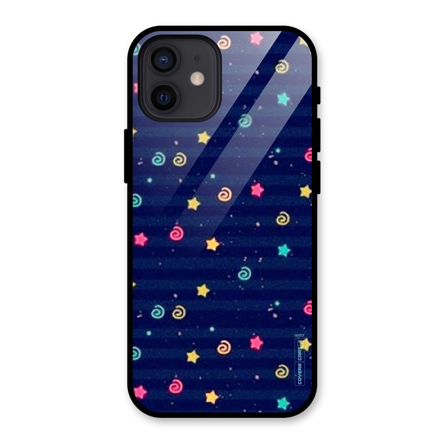 Cute Stars Design Glass Back Case for iPhone 12