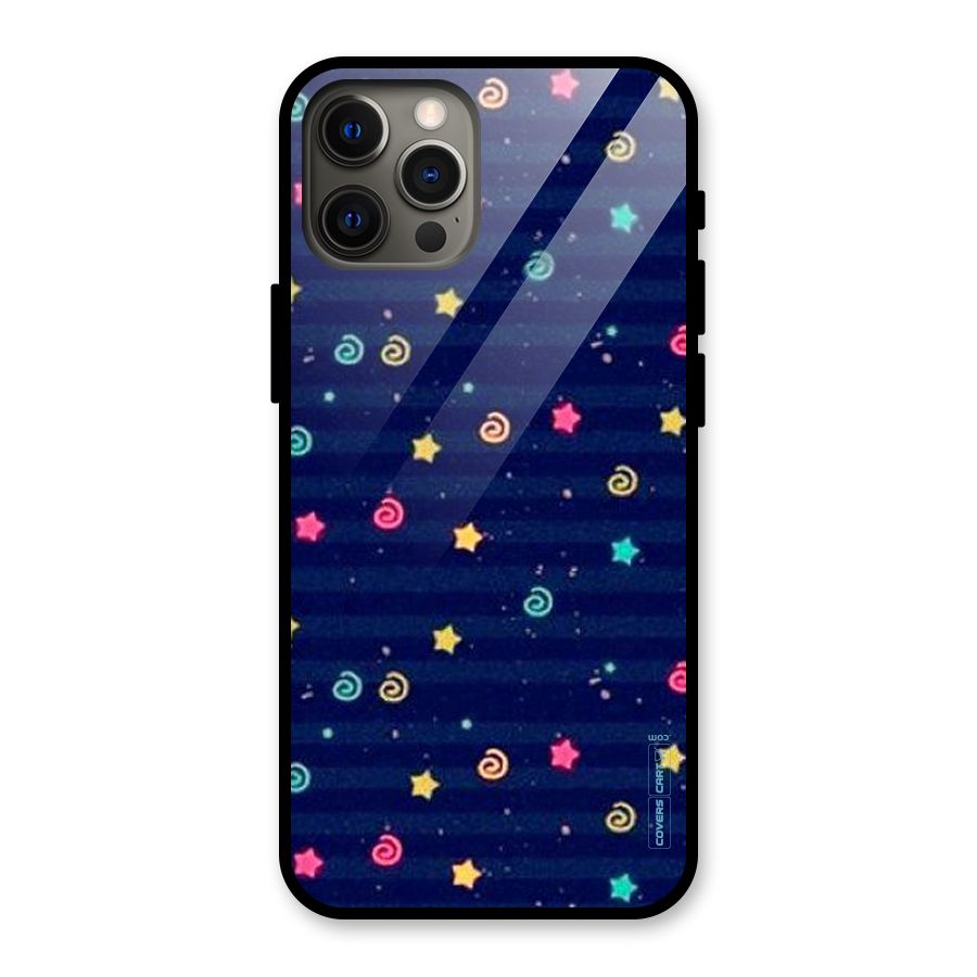 Cute Stars Design Glass Back Case for iPhone 12 Pro Max