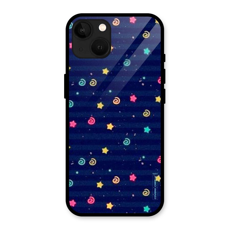 Cute Stars Design Glass Back Case for iPhone 13