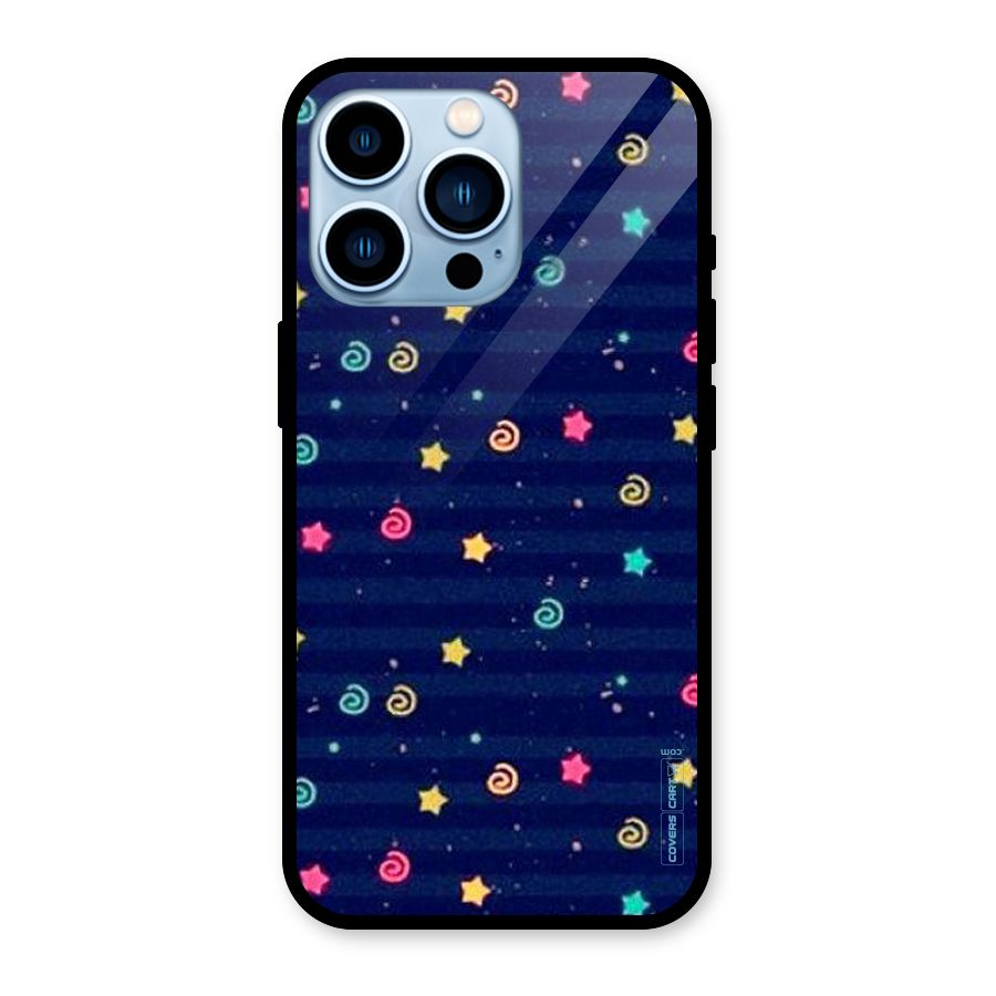 Cute Stars Design Glass Back Case for iPhone 13 Pro