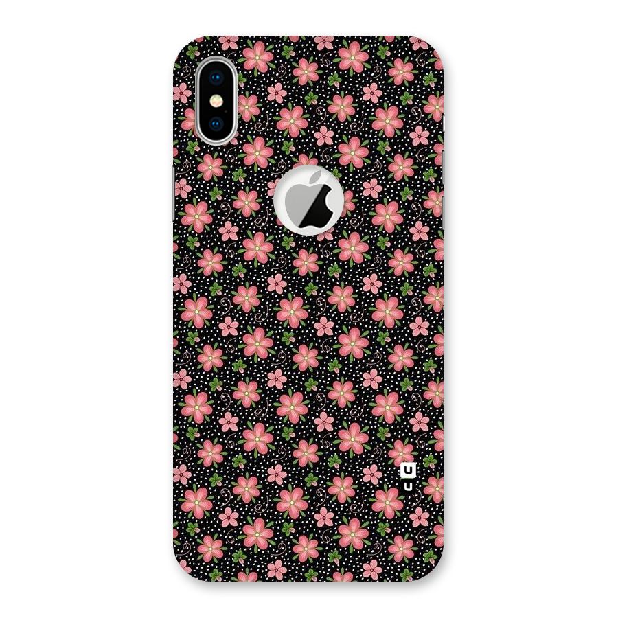 Cute Tiny Flowers Back Case for iPhone X Logo Cut