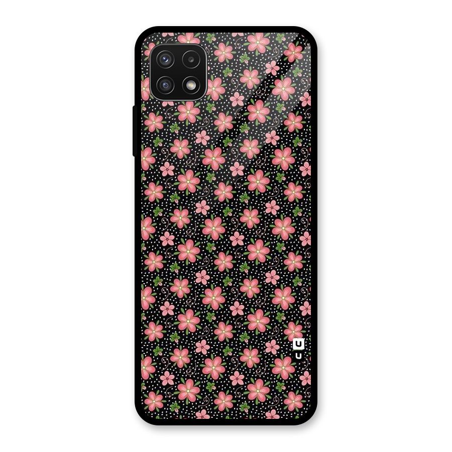 Cute Tiny Flowers Glass Back Case for Galaxy A22 5G