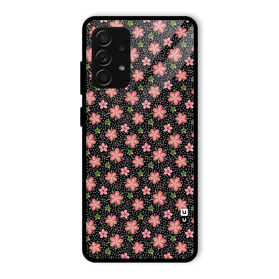 Cute Tiny Flowers Glass Back Case for Galaxy A53 5G