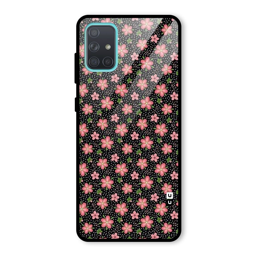 Cute Tiny Flowers Glass Back Case for Galaxy A71