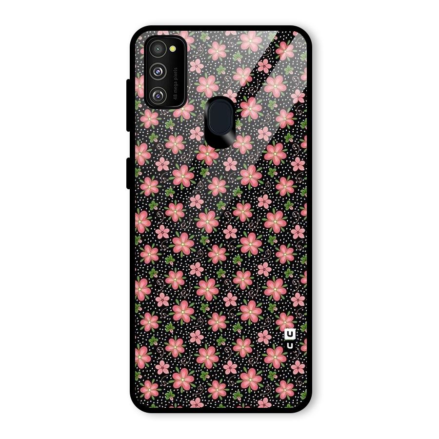 Cute Tiny Flowers Glass Back Case for Galaxy M21