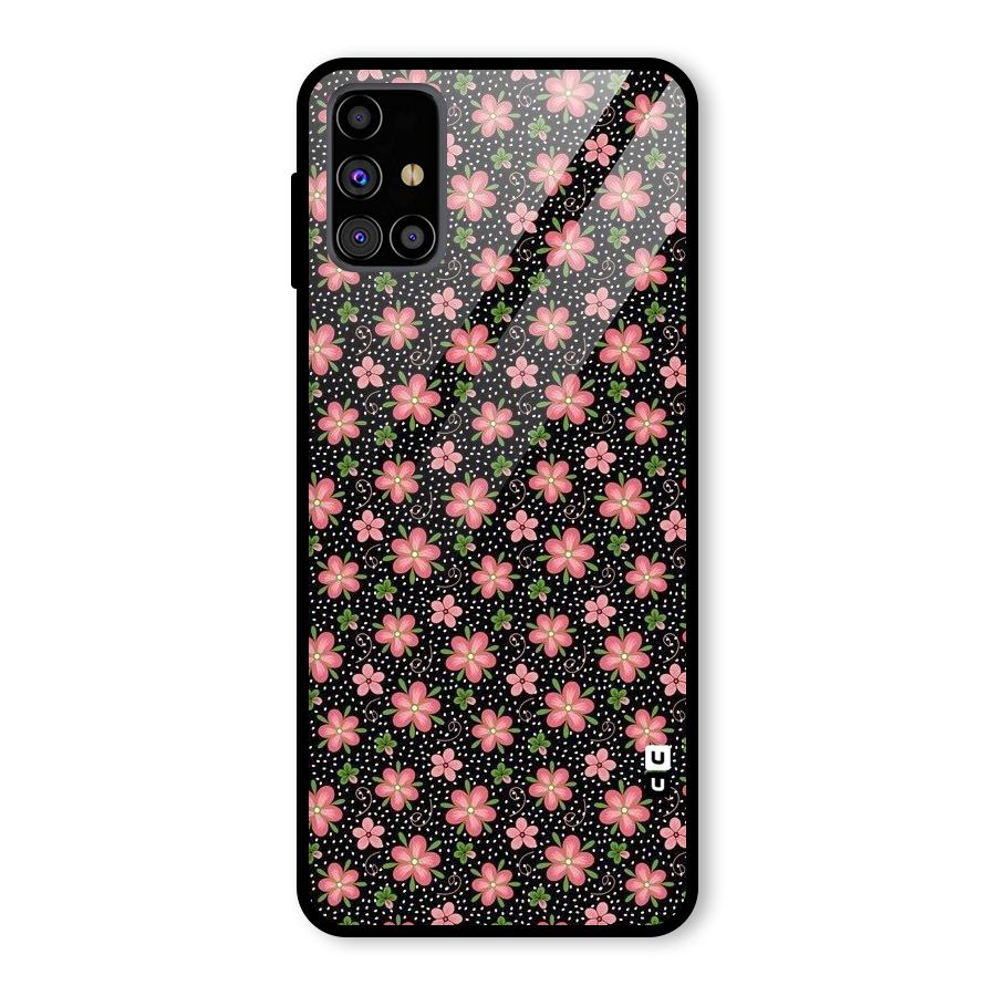 Cute Tiny Flowers Glass Back Case for Galaxy M31s