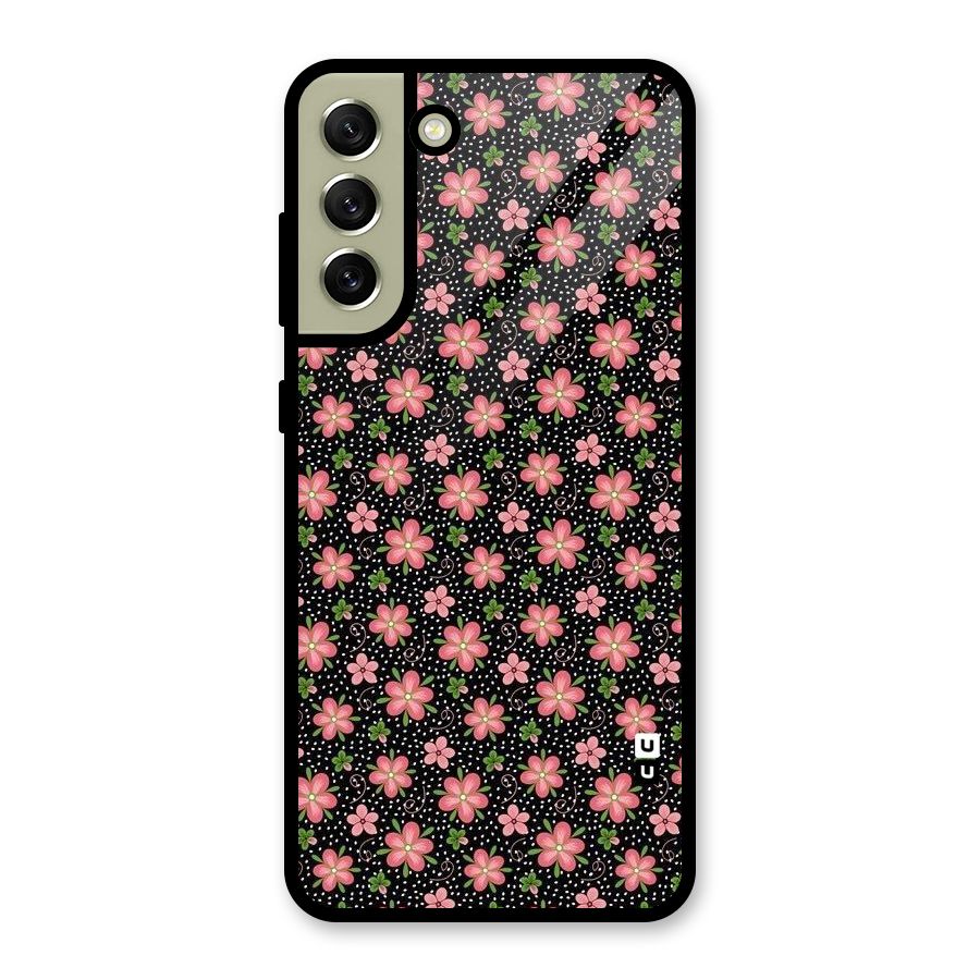 Cute Tiny Flowers Glass Back Case for Galaxy S21 FE 5G