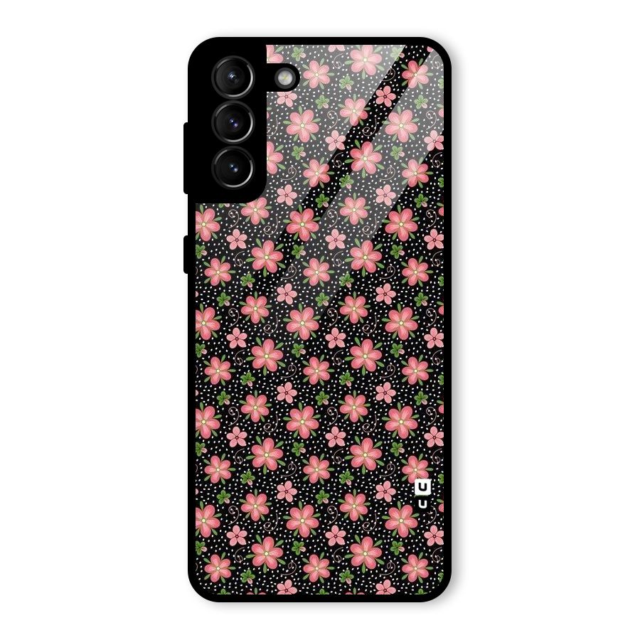 Cute Tiny Flowers Glass Back Case for Galaxy S21 Plus