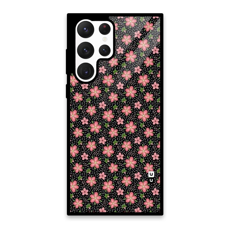 Cute Tiny Flowers Glass Back Case for Galaxy S22 Ultra 5G