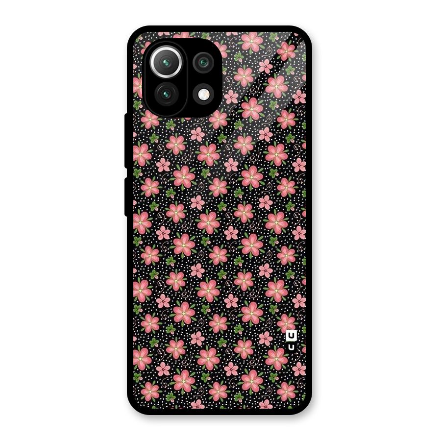 Cute Tiny Flowers Glass Back Case for Mi 11 Lite