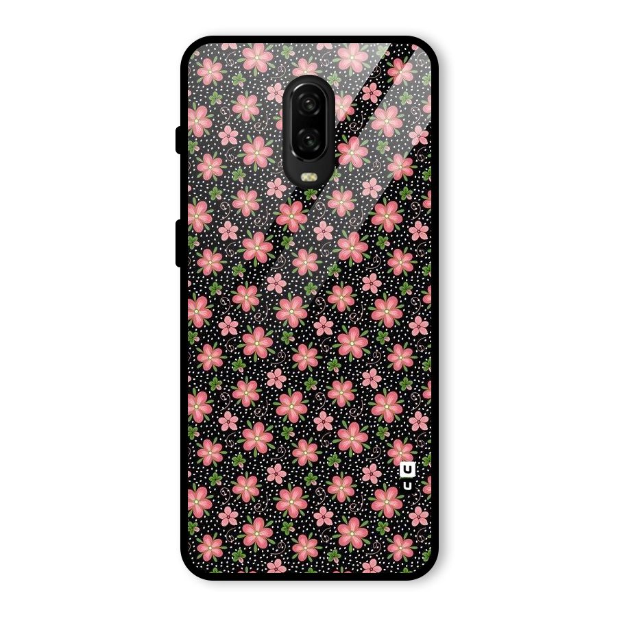 Cute Tiny Flowers Glass Back Case for OnePlus 6T