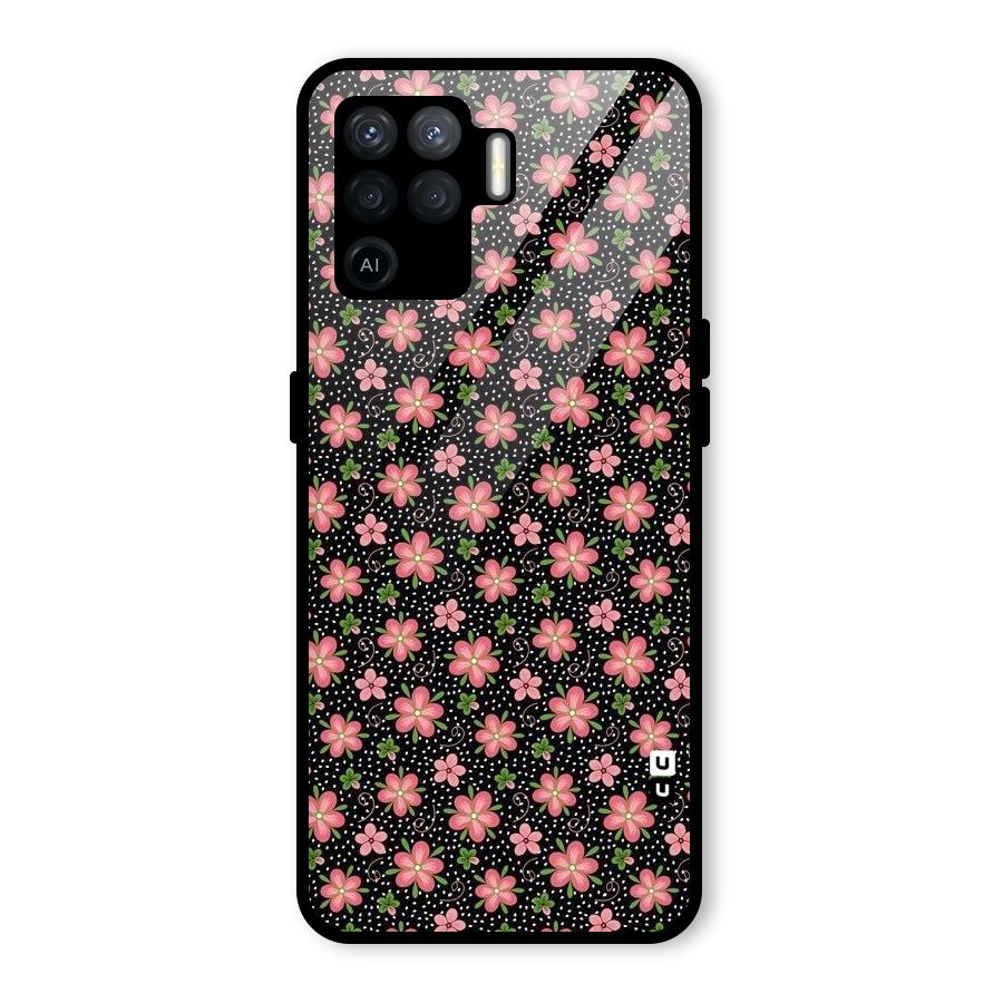 Cute Tiny Flowers Glass Back Case for Oppo F19 Pro