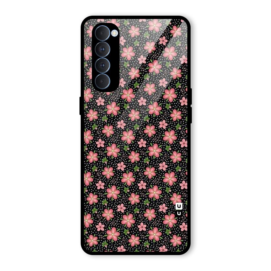 Cute Tiny Flowers Glass Back Case for Oppo Reno4 Pro