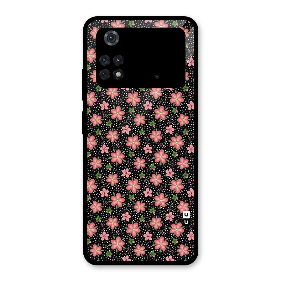 Cute Tiny Flowers Glass Back Case for Poco M4 Pro 4G