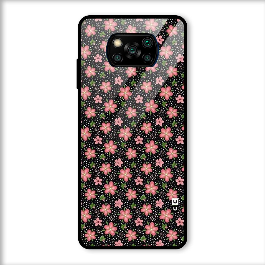 Cute Tiny Flowers Glass Back Case for Poco X3