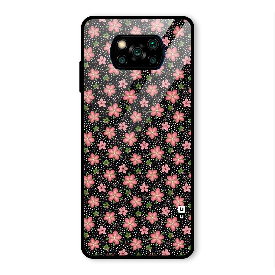 Cute Tiny Flowers Glass Back Case for Poco X3 Pro