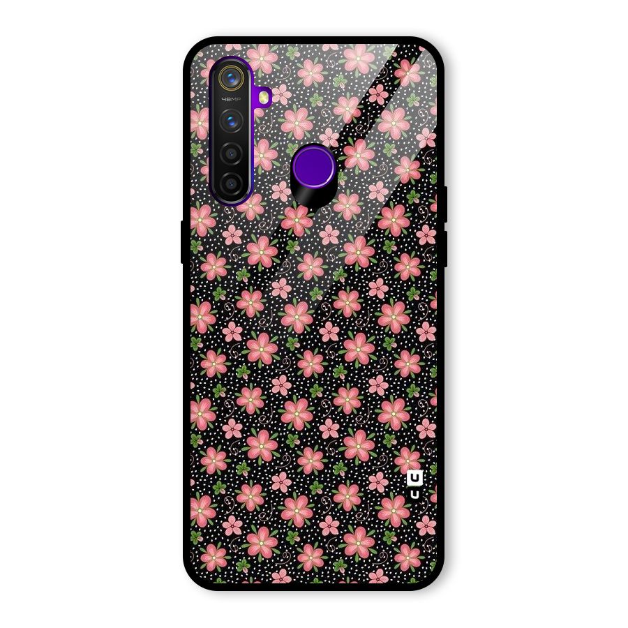 Cute Tiny Flowers Glass Back Case for Realme 5 Pro