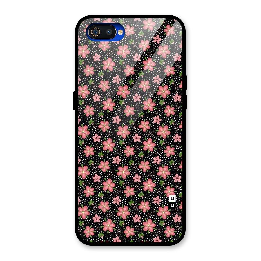 Cute Tiny Flowers Glass Back Case for Realme C2