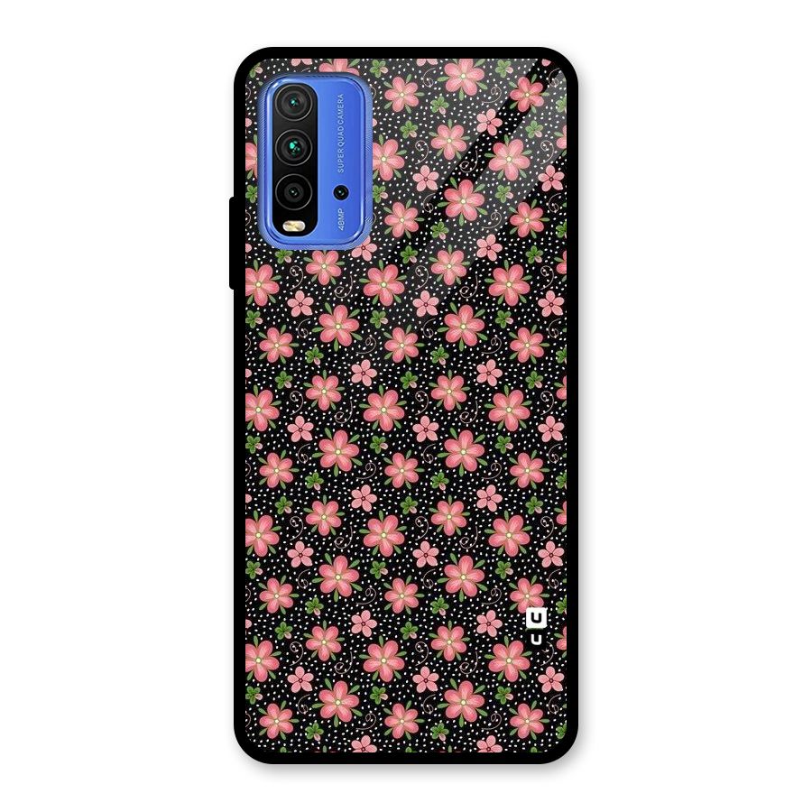 Cute Tiny Flowers Glass Back Case for Redmi 9 Power