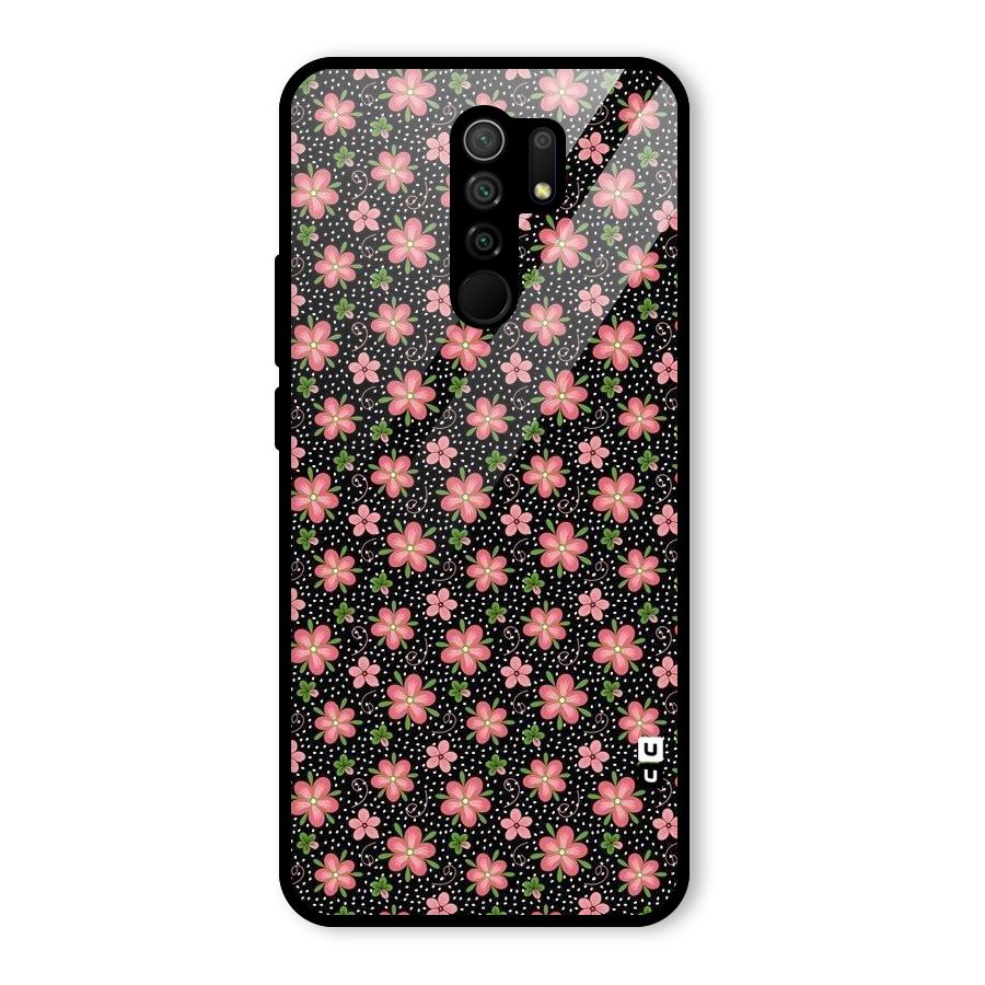 Cute Tiny Flowers Glass Back Case for Redmi 9 Prime
