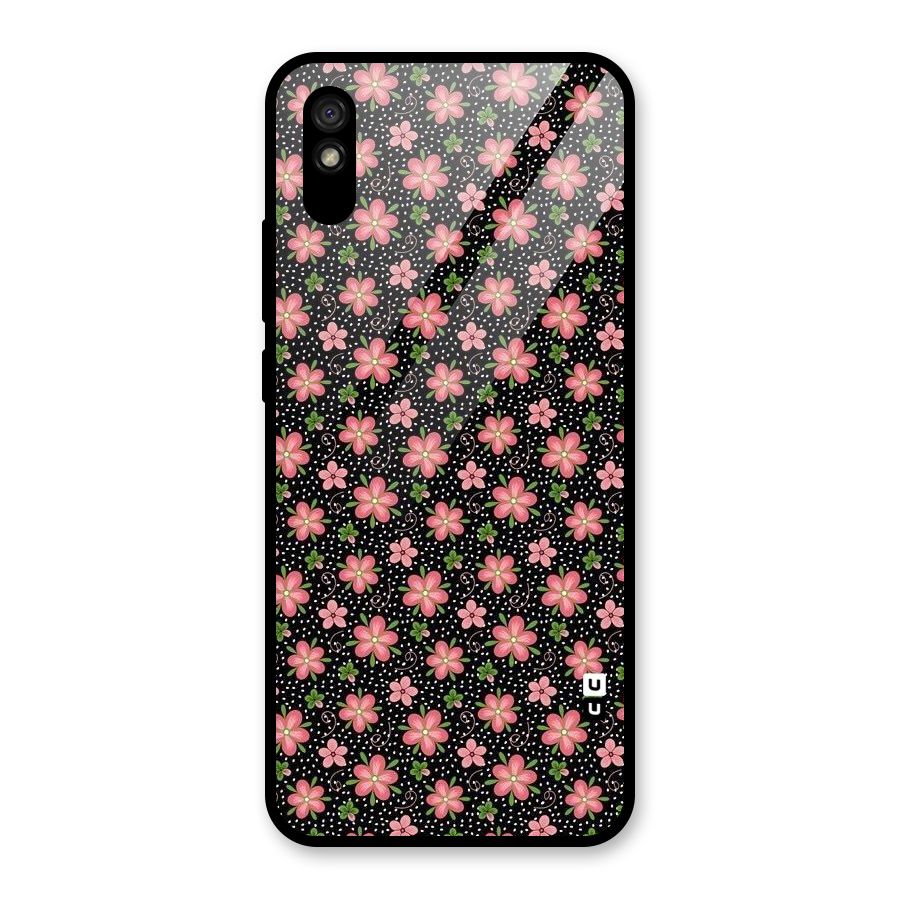Cute Tiny Flowers Glass Back Case for Redmi 9i