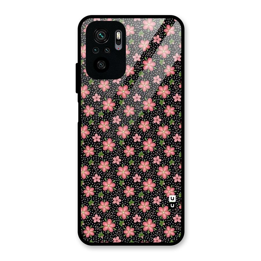Cute Tiny Flowers Glass Back Case for Redmi Note 10S